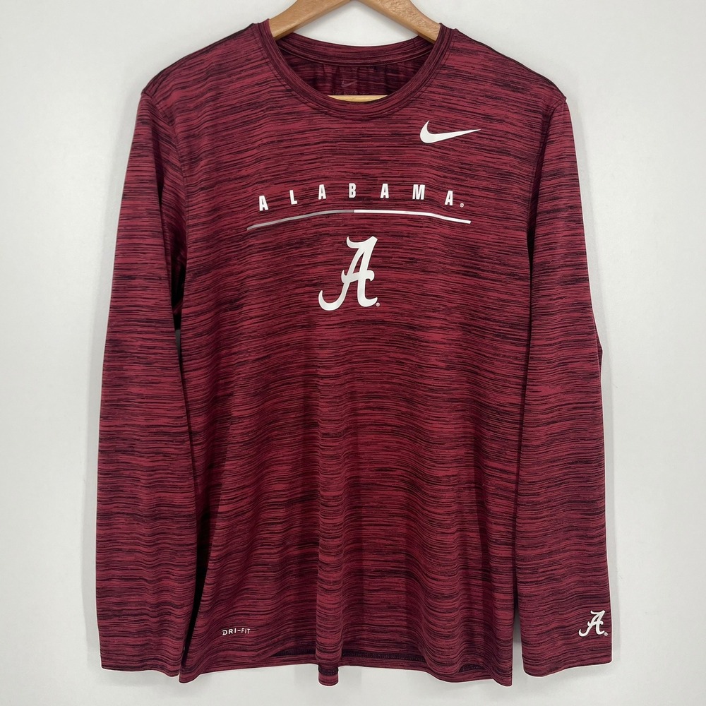 Nike Alabama Crimson Tide Mens Maroon Space Dye Dri-FIT Long Sleeve Shirt S